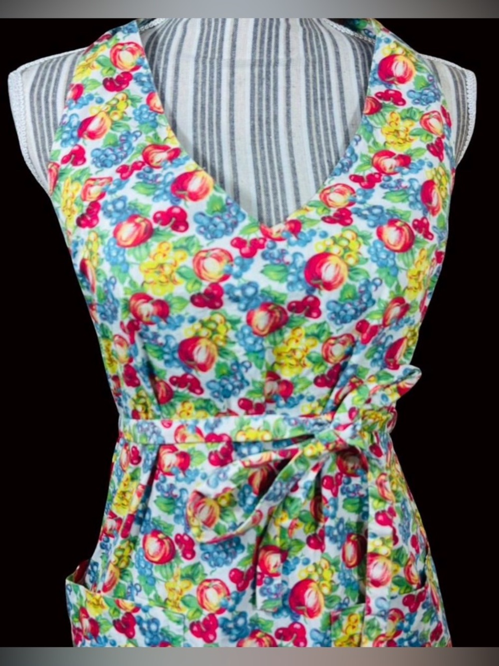 Adorable vintage all over fruit print halter wrap dress